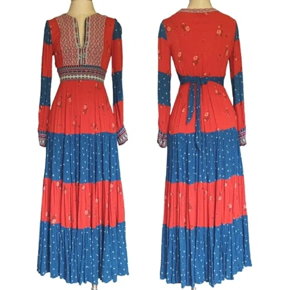 Free People x Revolve Starlight Printed Maxi Dress Rare Seen On Tori Spelling - Picture 11 of 13